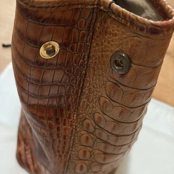 Brahmin Julian Toasted Almond Melbourne Croc Embs Leather Shopper / Tote / Purse - Picture 5 of 6
